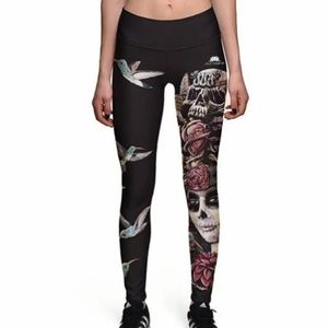 Lotus Sugar Skull Full Length Athletic Leggings NWT